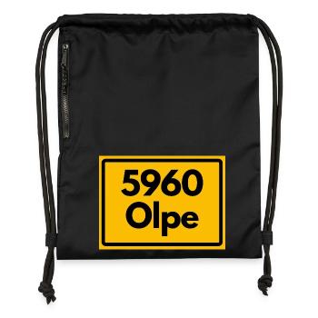 ALTE POSTLEITZAHL PLZ RETRO 5960 OLPE - Turnbeutel aus Recycling-Material - Schwarz - Vorne