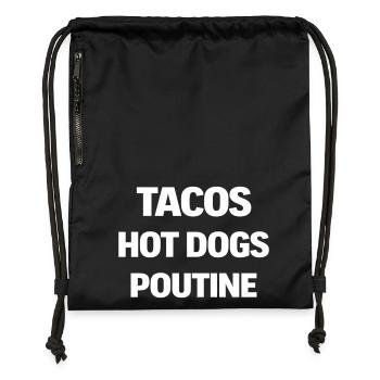 Tacos Hot Dogs Poutine - Gymsac made from recycled material - military green - Front