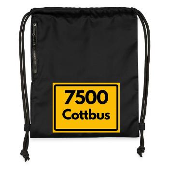 ALTE POSTLEITZAHL PLZ RETRO 7500 COTTBUS - Turnbeutel aus Recycling-Material - Schwarz - Vorne