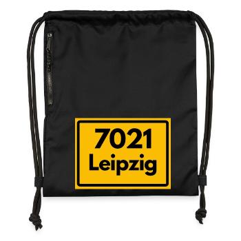 ALTE POSTLEITZAHL 7021 PLZ 04109 LEIPZIG SACHSEN  - Turnbeutel aus Recycling-Material - Schwarz - Vorne