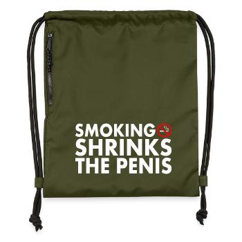 Smoking shrinks the penis - Sac à cordon en polyester recyclé - military green - Devant