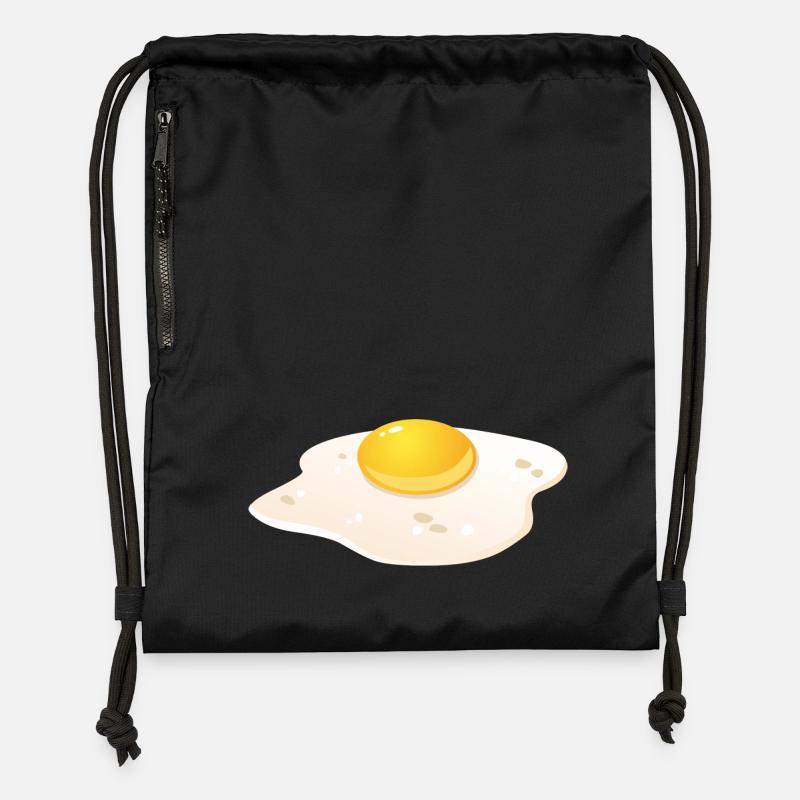 Spiegelei Frühstück - Turnbeutel aus Recycling-Material - Schwarz