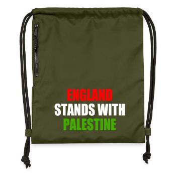 England stands with palestine - Sac à cordon en polyester recyclé - military green - Devant