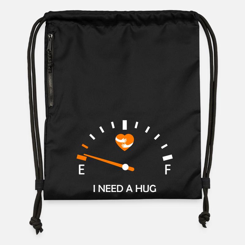 I NEED A HUG Embrace Comfort and Expression - Gymsac made from recycled material - black