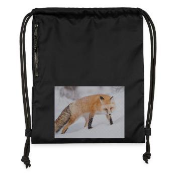 Renard des neiges Pixel Art - Sac à cordon en polyester recyclé - noir - Devant