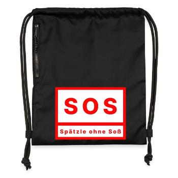 SOS Spätzle ohne Soß - Turnbeutel aus Recycling-Material - Schwarz - Vorne