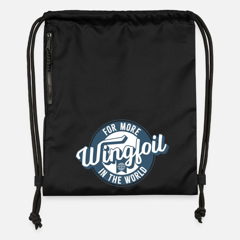 Plus de wingfoil dans le monde - Sac à cordon en polyester recyclé - noir