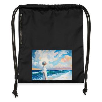 Mom on the Beach 3 - Gymsac made from recycled material - black - Front