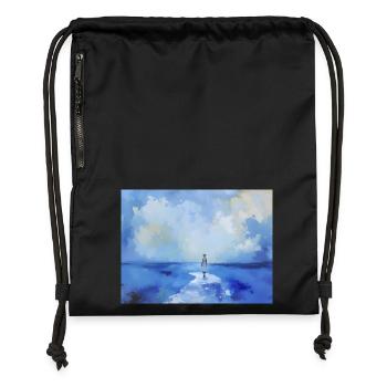 Mama am Strand 7 - Turnbeutel aus Recycling-Material - Schwarz - Vorne