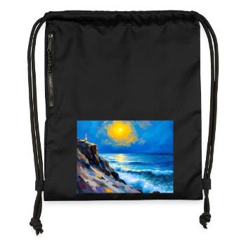 Mom on the Beach 6 - Gymsac made from recycled material - black - Front