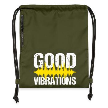 Good Vibrations Music Party - Gymsac made from recycled material - military green - Front