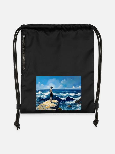Mom on the Beach 11 - Gymsac made from recycled material - black