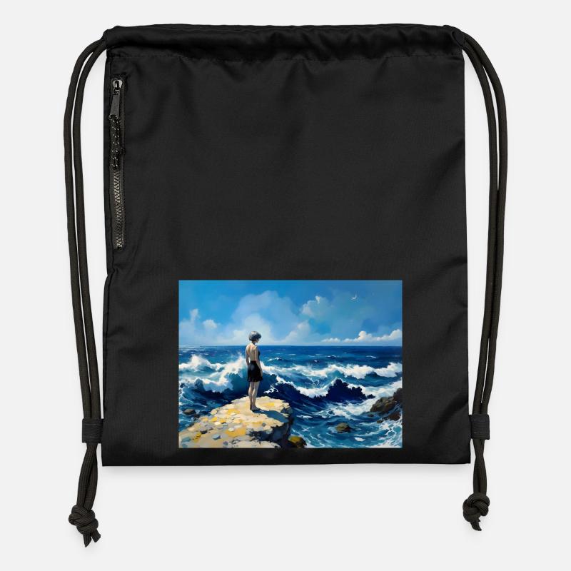 Mom on the Beach 11 - Gymsac made from recycled material - black