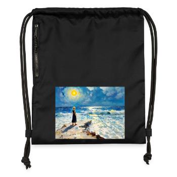 Mom on the Beach 12 - Gymsac made from recycled material - black - Front