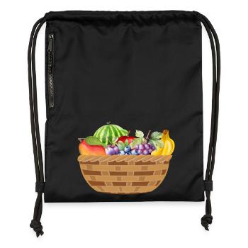 Fruit basket with colorful fruit motif - Gymsac made from recycled material - black - Front