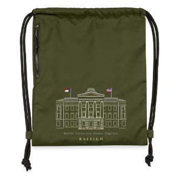 Raleigh, Zeichnung North Carolina Capitol, USA - Turnbeutel aus Recycling-Material - military Green - Vorne