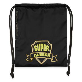 Woman's name Alessa - Gymsac made from recycled material - black - Front