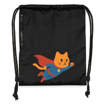 Super Chat, der Retter der Welt - Turnbeutel aus Recycling-Material - Schwarz - Vorne