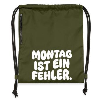 Monday is a mistake - Gymsac made from recycled material - military green - Front