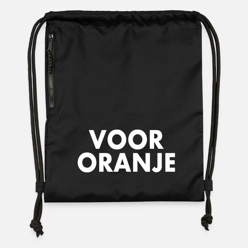 Voor oranje - Sac à cordon en polyester recyclé - noir