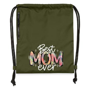 Gift Mother's Day Love Mom Best Mum Ever - Gymsac made from recycled material - military green - Front
