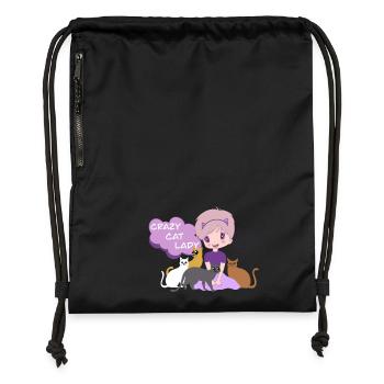 Crazy Cat Lady - Gymsac made from recycled material - black - Front