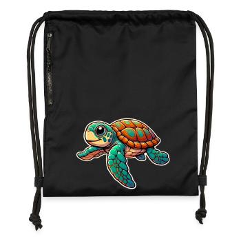 Schildkröte - Turnbeutel aus Recycling-Material - Schwarz - Vorne