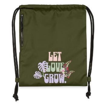 Let Love Grow – Botanisches Retro Design - Turnbeutel aus Recycling-Material - military Green - Vorne