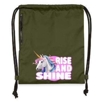 Debout et Brille - Licorne Magique - Sac à cordon en polyester recyclé - military green - Devant