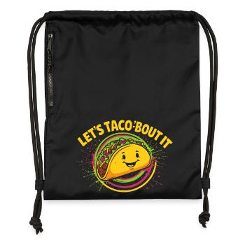 Let’s Taco’bout It – Lustiges Taco Design - Turnbeutel aus Recycling-Material - Schwarz - Vorne