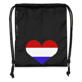 Drapeau du cœur des Pays-Bas - Sac à cordon en polyester recyclé - noir - Devant