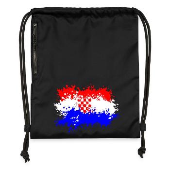 Kroatien Flagge Splash - Turnbeutel aus Recycling-Material - Schwarz - Vorne