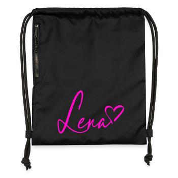 Lena Signature Neon Pink - Gymsac made from recycled material - black - Front