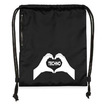 I Love Techno - Turnbeutel aus Recycling-Material - Schwarz - Vorne