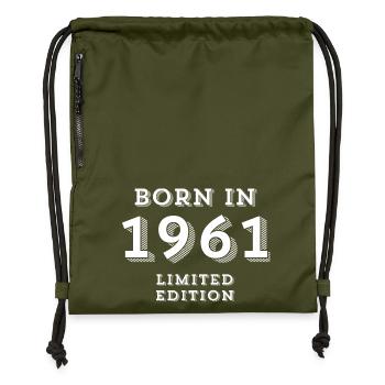 1961, Geburtsdatum, 63 Jahre alt, Geburt - Turnbeutel aus Recycling-Material - military Green - Vorne