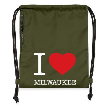I LOVE MILWAUKEE - Gymsac made from recycled material - military green - Front