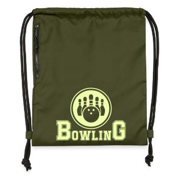 Retro Bowling Design in Neon Grün - Turnbeutel aus Recycling-Material - military Green - Vorne