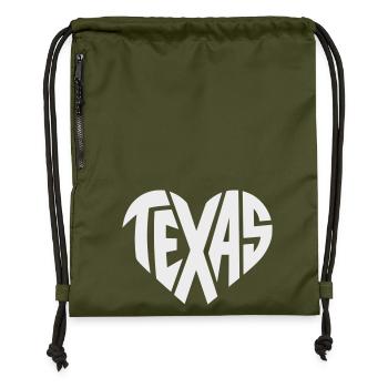 Texas Heart Typography - Gymsac made from recycled material - military green - Front