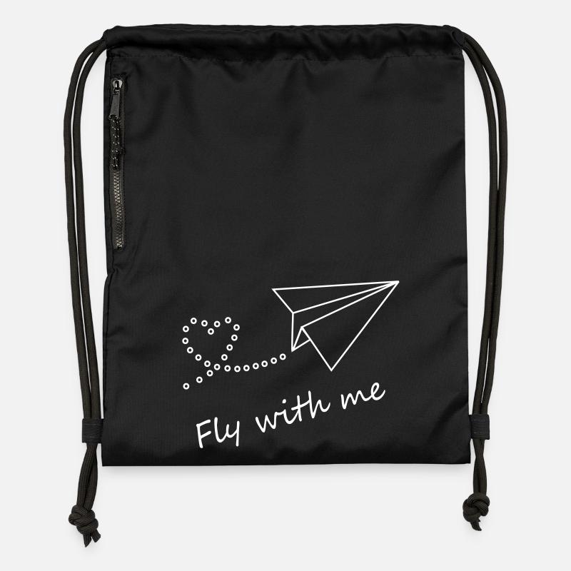 Voler avec moi - Sac à cordon en polyester recyclé - noir
