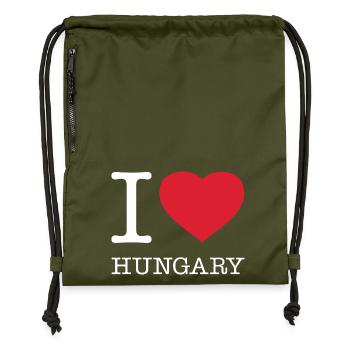 I LOVE HUNGARY Ungarn - Turnbeutel aus Recycling-Material - military Green - Vorne