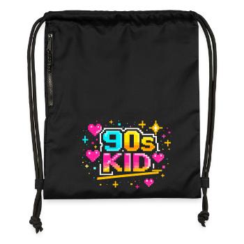 90s Pixelkid Neon Retro - Gymsac made from recycled material - black - Front