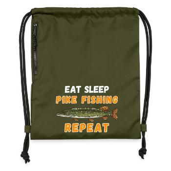 Eat, Sleep Hechtfischen Wiederholen Angler Geschenk - Turnbeutel aus Recycling-Material - military Green - Vorne