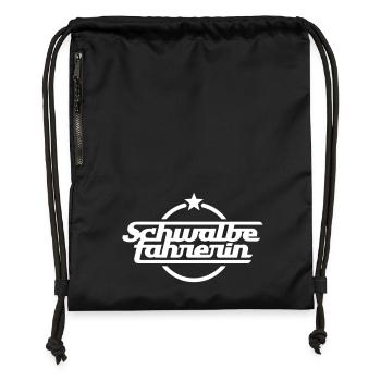 Schwalbefahrerin - Turnbeutel aus Recycling-Material - Schwarz - Vorne