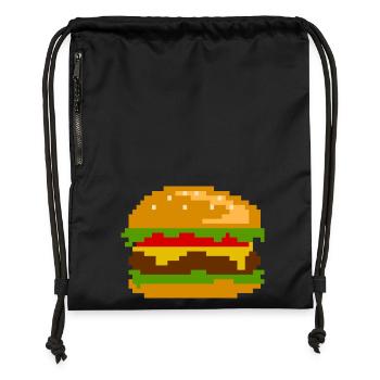 Pixel Burger - Design Nerd Fast Food - Sac à cordon en polyester recyclé - noir - Devant