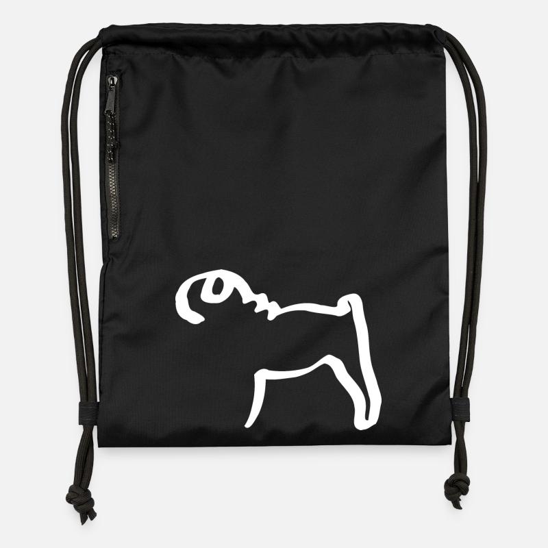 Lignes mops - Sac à cordon en polyester recyclé - noir