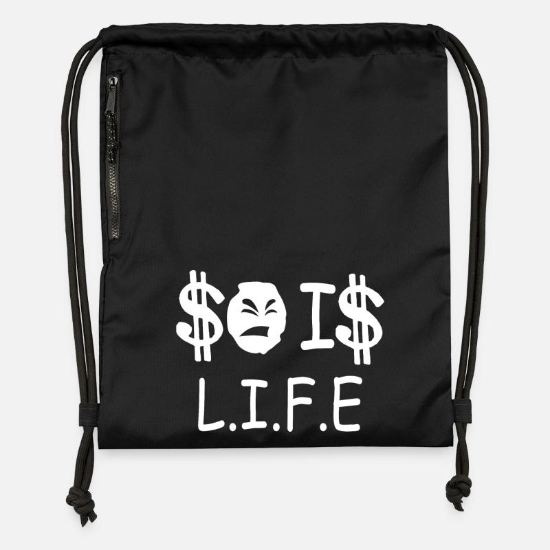 C’est la vie - Sac à cordon en polyester recyclé - noir
