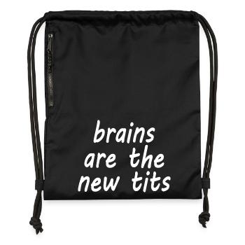 brains are the new tits - Turnbeutel aus Recycling-Material - military Green - Vorne