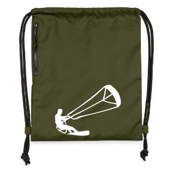 Silhouette minimaliste de kitesurfeur kite - Sac à cordon en polyester recyclé - military green - Devant
