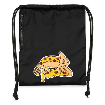 Drôle-caméléon-iguane-motif-pizza - Sac à cordon en polyester recyclé - military green - Devant