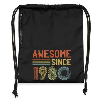 Rétro des années 1980 Typographie dégradée - Sac à cordon en polyester recyclé - noir - Devant